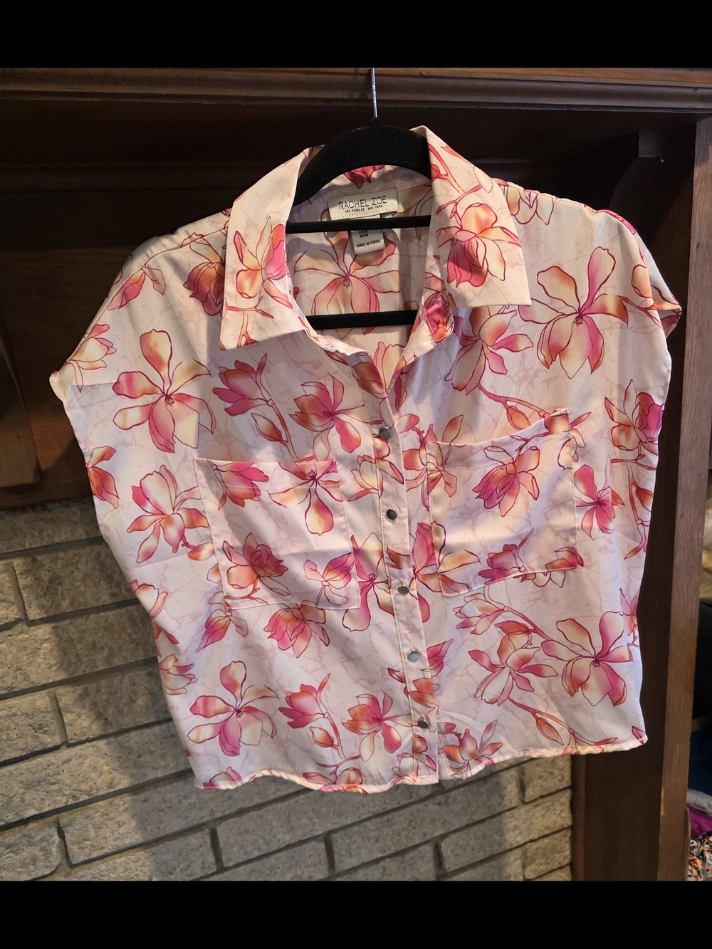 Rachel Zoe Pink & Coral Floral Button-Up Blouse